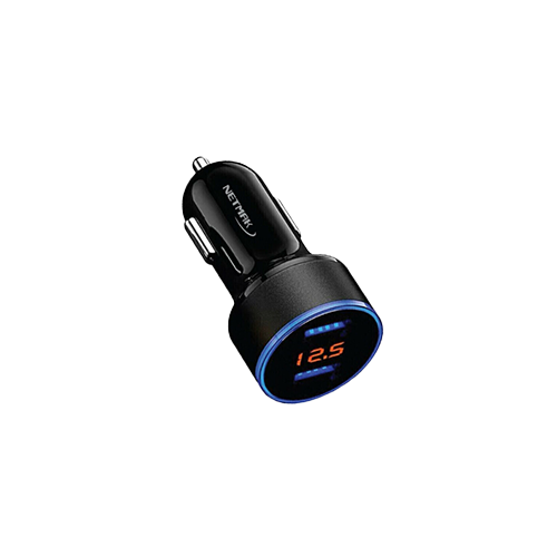 NETMAK CARGADOR P/AUTO QC 3.0+DISPLAY DIGITAL+DOBLE USB 2.0  (NM-UCC8)