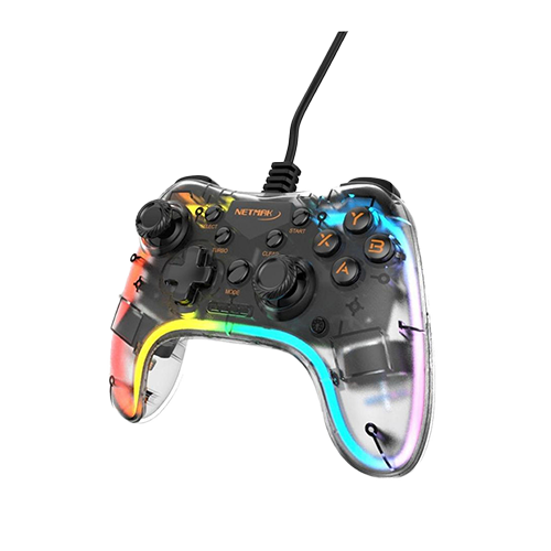 JOYSTICK NETMAK PC-PS3 FUNCION X-INPUT USB TRASPARENTE RGB (NM-DASH)