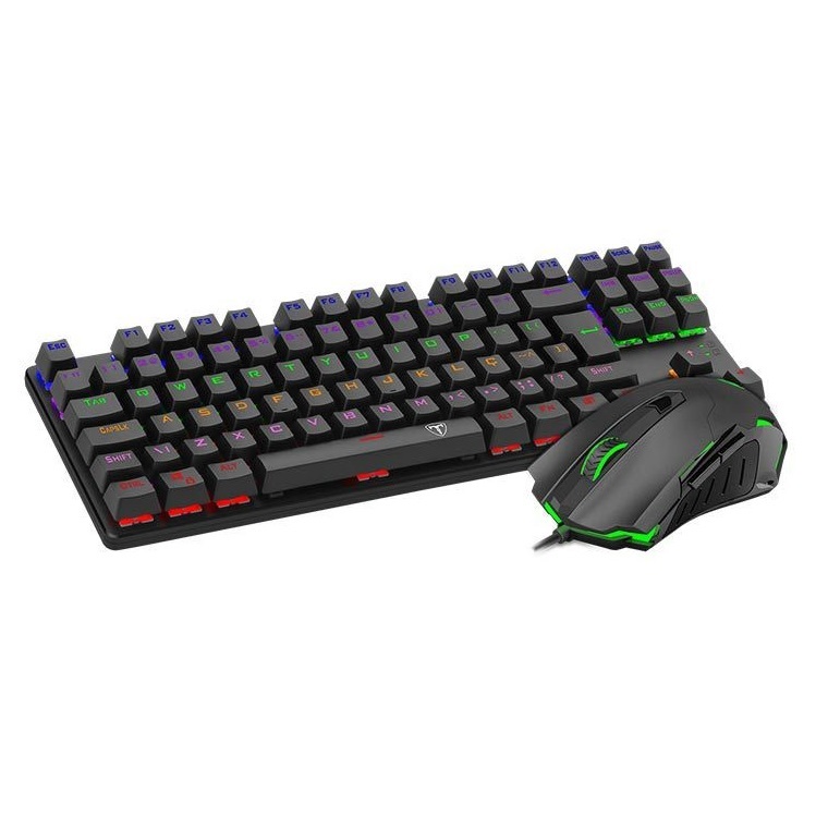 Teclado y Mouse T-DAGGER ADVANCE FORCE KEYBOARD USB WIRE RGB MECANICO LATINO SWITCH DUST-PROOF RED MOUSE 6 BOTONES 2400 DPI BLACK (T-TGS005-RD) (6950376708533)