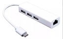 NETMAK ADAPTADOR TIPO C (M) A USB 2.0 POR 3 (H) + RJ45 (H) (NM-TC40)